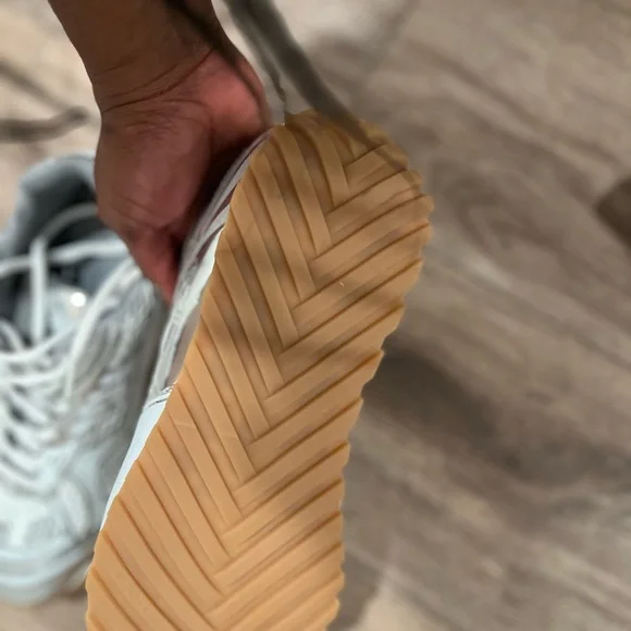 Bottega Style White and Gray Athletic Sneakers - Picture 4 of 6